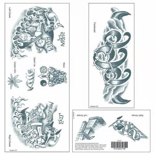 Temporary Tattoos- Hoodlum Full Face Temporary Tattoos- Hoodlum Full Face